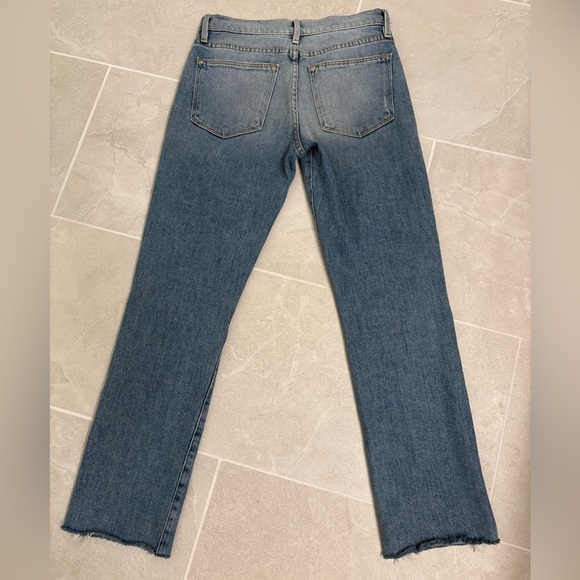 Frame Le High Straight In Surrey Jeans Raw Hem Edge Slit Ankle Size 25 - Picture 4 of 17